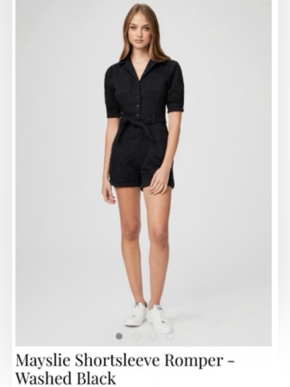 PAIGE Mayslie Washed Black Short-Sleeve Romper